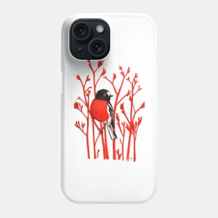 Scarlet Robin on Red Kangaroo Paws Phone Case