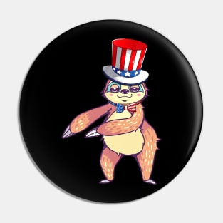 Sloth American Flag Hat Patriotic 4th Of July Gifts Pin