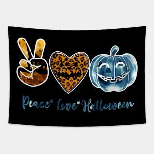Peace Heart Love Fall Pumpkin Halloween Leopard Tapestry