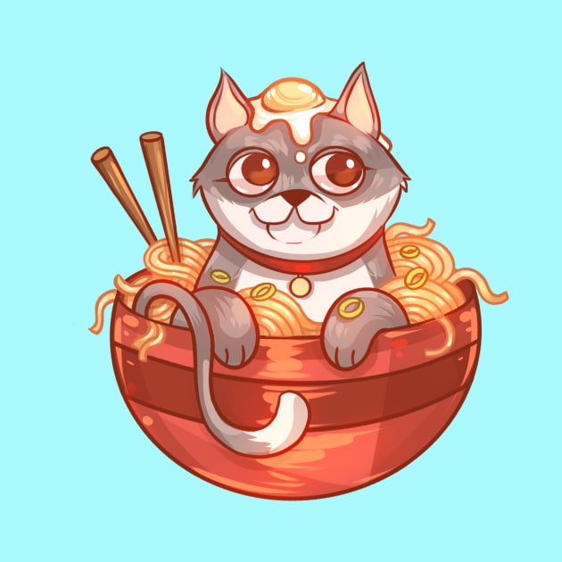 Ramen Noodle Tabby Cat by Claire Lin
