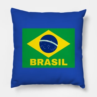 Brasil in Brazilian Flag Pillow