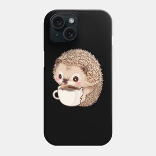 Cute hedgehog with coffee Phone Case