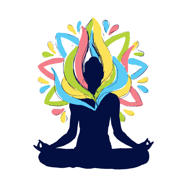 meditation yoga pose colorful by Midoart