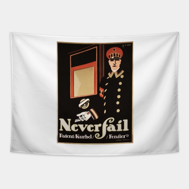 NEVER FAIL Lock Safe Window by Hans Rudi Erdt c1911 Lithograph Art Tapestry by vintageposters