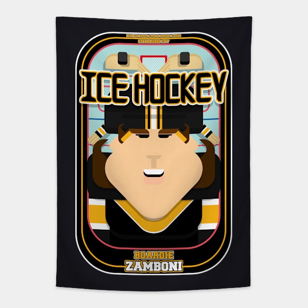 Ice Hockey Black and Yellow - Boardie Zamboni - June version Tapestry by Boxedspapercrafts