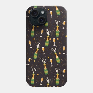 Let's celebrate Champagne bottles and glasses black Phone Case