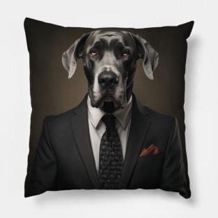 Great Dane Dog in Suit Pillow