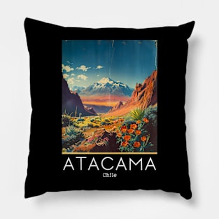 A Vintage Travel Illustration of Atacama Desert - Chile Pillow