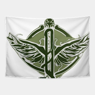 Caduceus Olive Green Shadow Silhouette Anime Style Collection No. 202 Tapestry