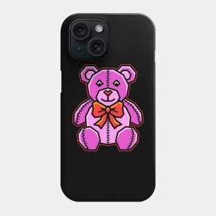 Cute Pink Teddy Grizzzly Bear with Red Ribbon Bow Tie - Think Pink - Teddy Bear Phone Case