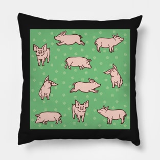 Green Grassland Pigs Pillow