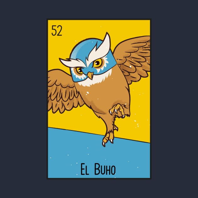 El Buho // Mexican Luchador Owl Loteria Card by SLAG_Creative