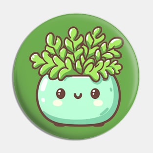 Cute Green Succulent in a Pot | Kawaii Plant Design | Cute Kawaii Art for Plant Lovers Pin