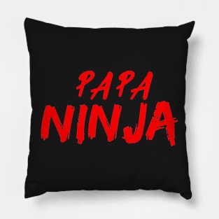 Red and Black Papa Ninja Text Pillow