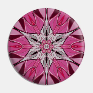 Cartoon Mandala Flower Pink and White Pin