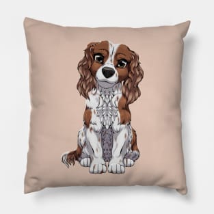 Red and white Cocker Spaniel cute puppy Pillow