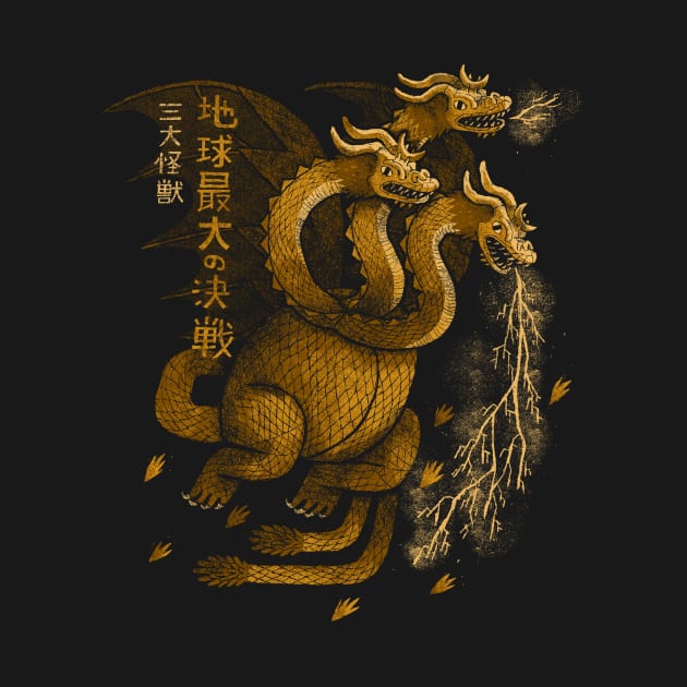 three headed monster king ghidorah by Louisros