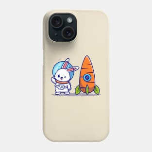 Cute Rabbit Astronaut With Carrot Rocket Phone Case