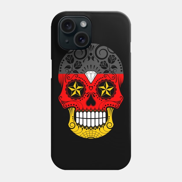 German Flag Sugar Skull with Roses Phone Case by jeffbartels