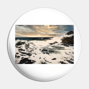 Crashing waves sunset beach Pin