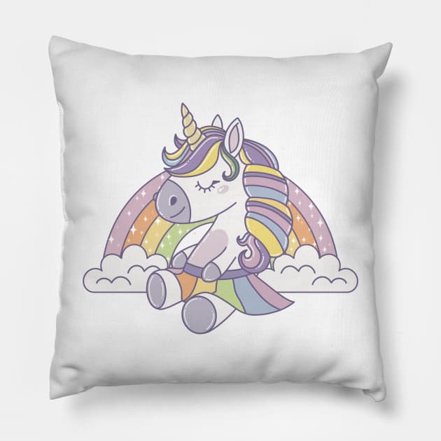 Cute rainbow unicorn Pillow by OnlyMySide
