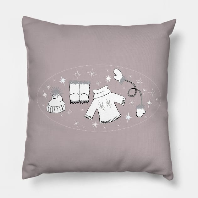 Winter weather snow lover cartoon illustration Pillow by Angel Dawn Design