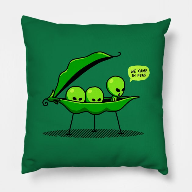 We Came In Peas Alien UFO Space We Come In Peace Funny Alien Pillow by vo_maria