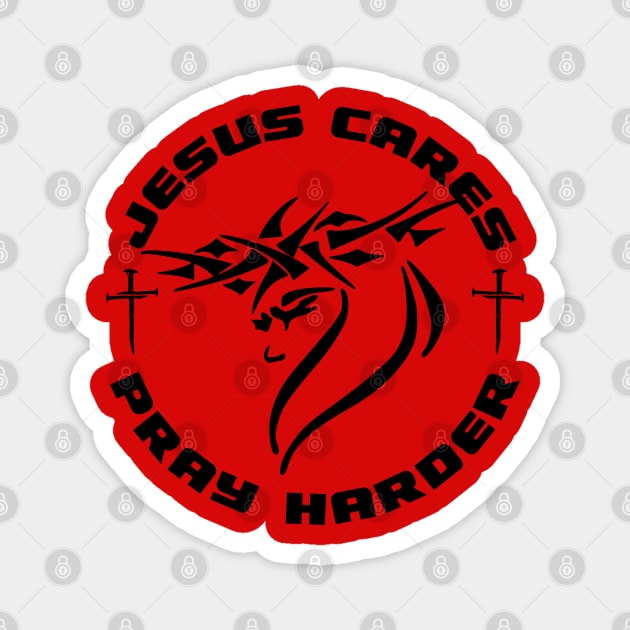 Jesus Cares by Lifeline Magnet by Lifeline/BoneheadZ Apparel