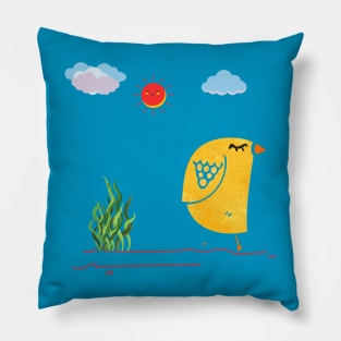 clam walking my cute birdy Pillow