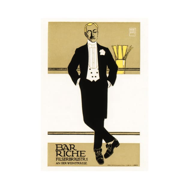 Gentleman BAR RICHE Lithograph Art Deco by Hans Rudi Erdt 1907 Vintage Advertising by vintageposters