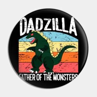 Dadzilla Father Of The Monsters Retro Vintage Sunset Pin