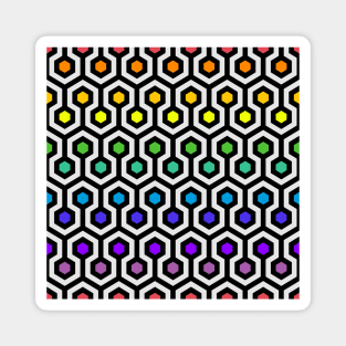 Geometric Pattern: Looped Hexagons: Rainbow Magnet