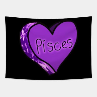 Pisces Amethyst Purple Love Heart Tapestry