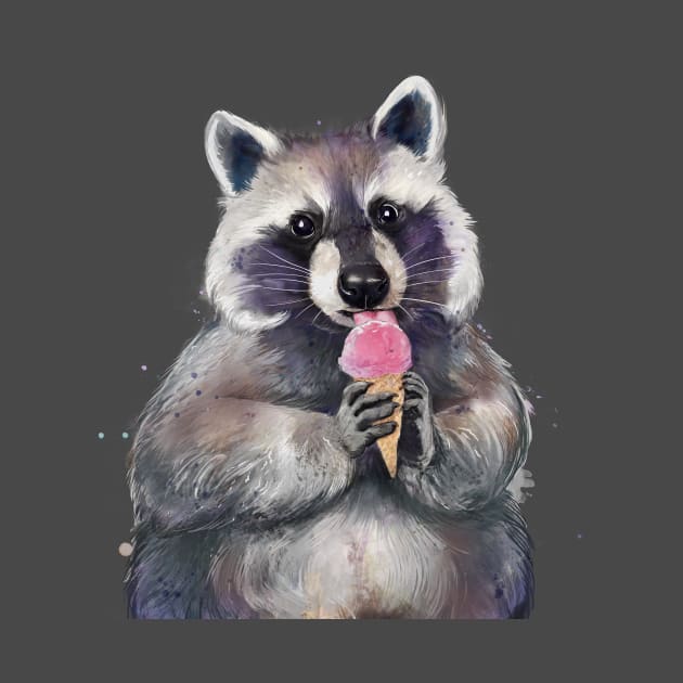 Raccoon eating ice cream by LauraGraves