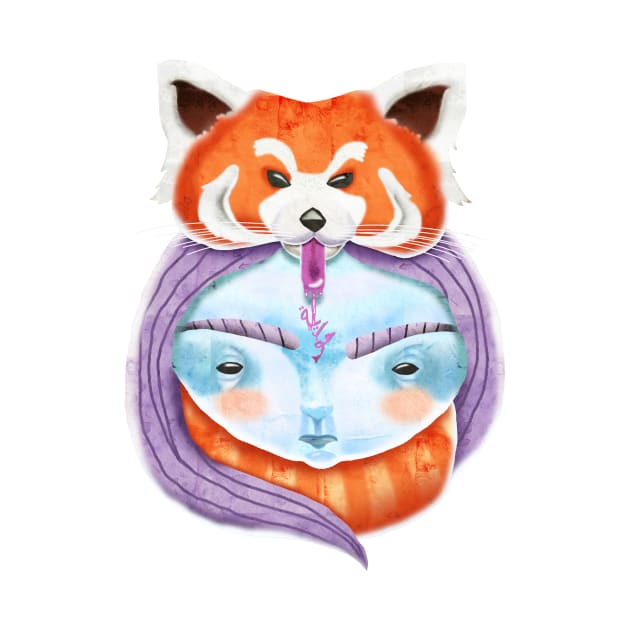 Huriyah & Red Panda T-Shirt by kreasimalam