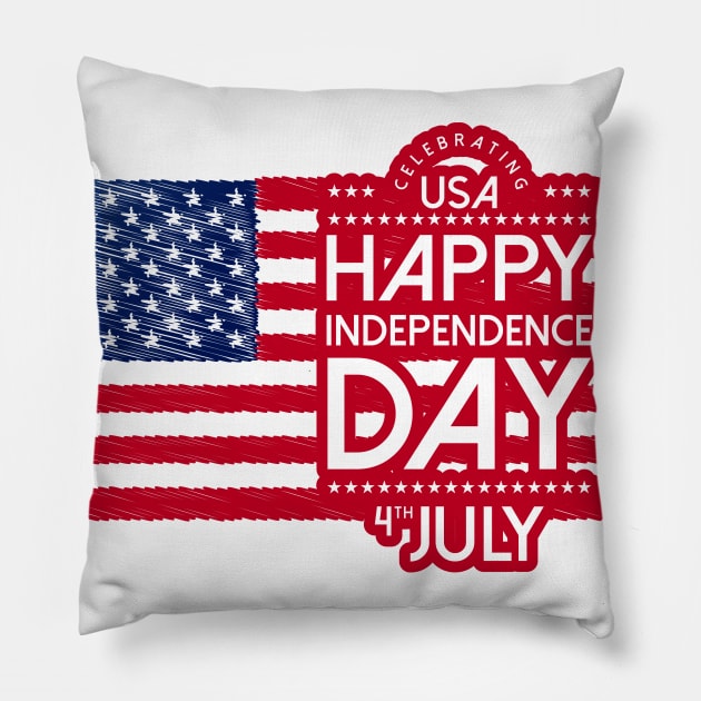 4th of July | God Bless America | Fourth Of July Patriotic Proud To Be American Gift Ideas | Red White Blue Pillow by johnii1422