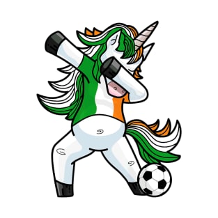 Dabbing Soccer Unicorn Ireland Irish Football T-Shirt