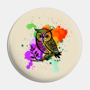 Owl with paint splash Pin