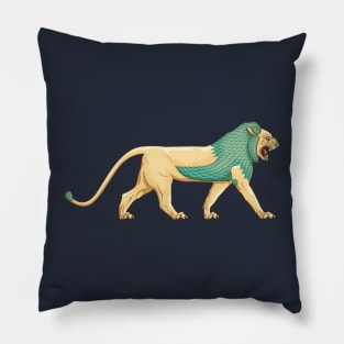 Turquoise Lion of Ishtar gate Pillow