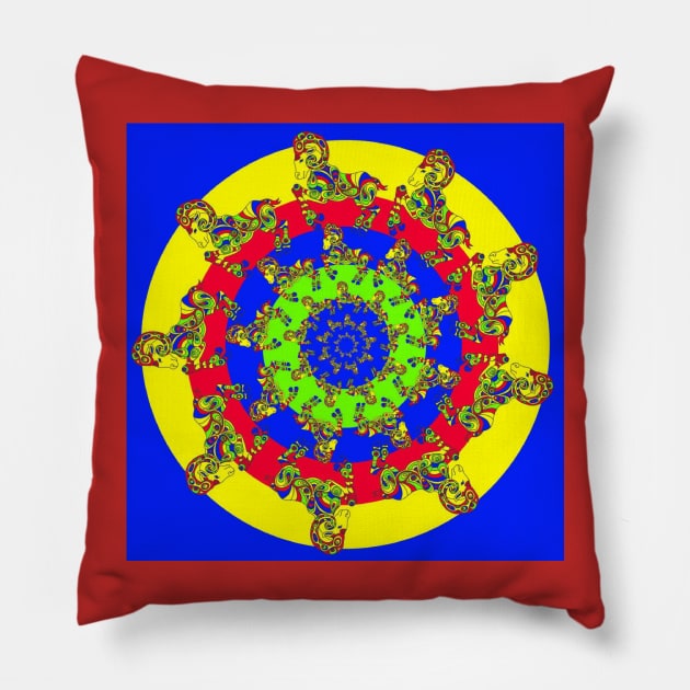 Psychedelic Ram Fractal Pillow by visionsofliberation