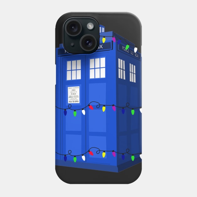 Merry Christmas Lights Tardis Phone Case by charlescheshire