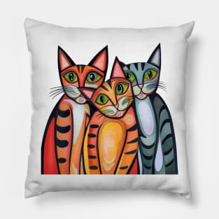 "Kitty Trio Delight: Playful Pencil Parade"- Cat lover Cartoon Pillow