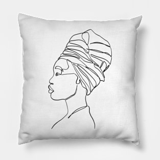 Black woman head wrap Pillow