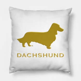 Longhaired Dachshund silhouette golden color Pillow