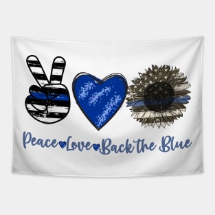 Peace Love Back The Blue USA Flag Tapestry