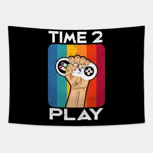 Time 2 Play Gaming Vintage Retro Controller Gamer Tapestry