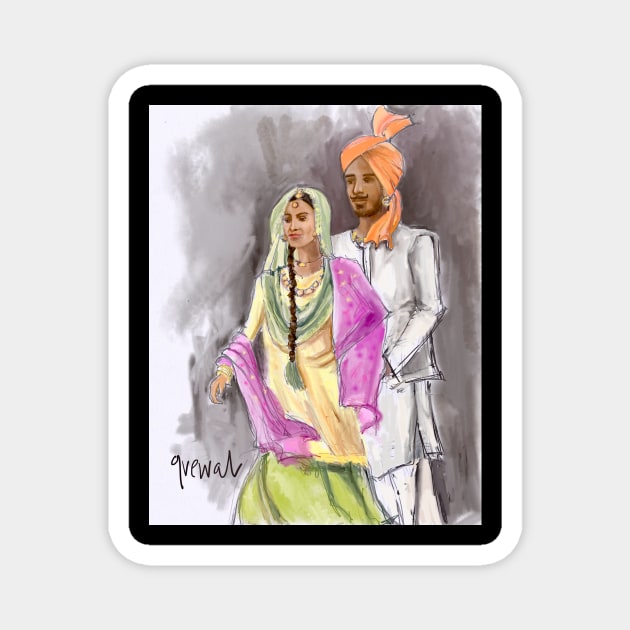 Punjabi couple Magnet by sukhpalgrewal