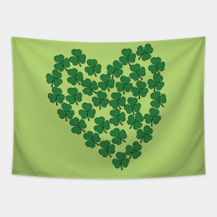 Green Shamrock Heart St Patricks Day Tapestry