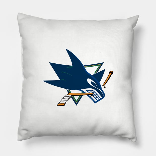 Sharks Canucks Logo Mashup Pillow by phneep