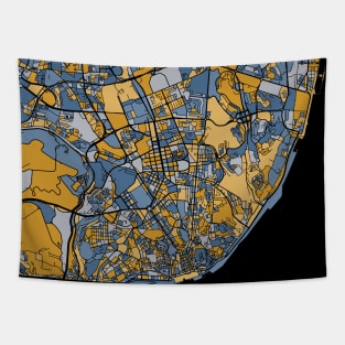 Lisbon Map Pattern in Blue & Gold Tapestry